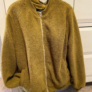 Chenille Mustard Seed Color Zip Up Jacket